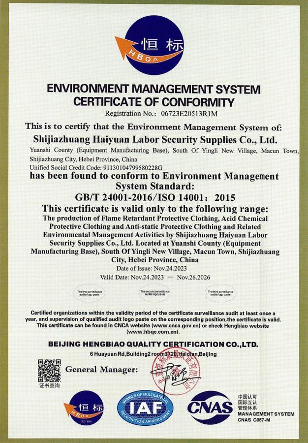 ISO 14001:2015 Environmental Management certificate