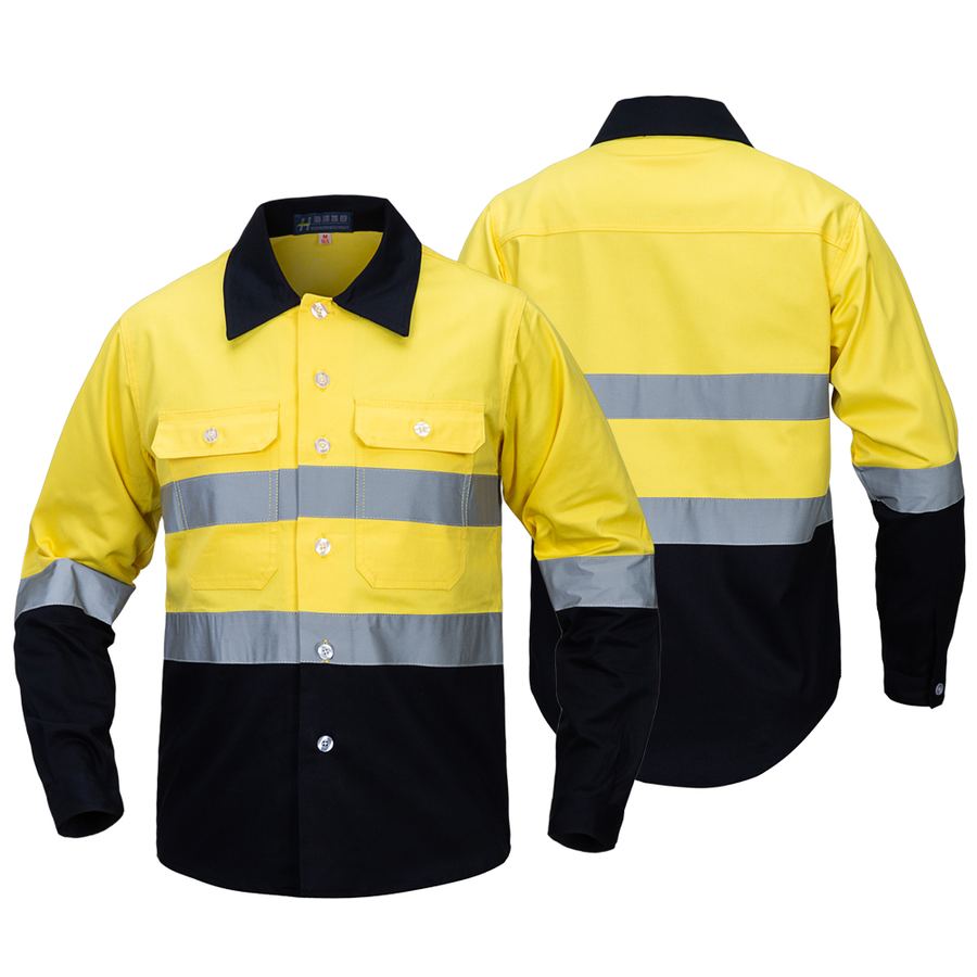 High-visibility long-sleeved work jacket