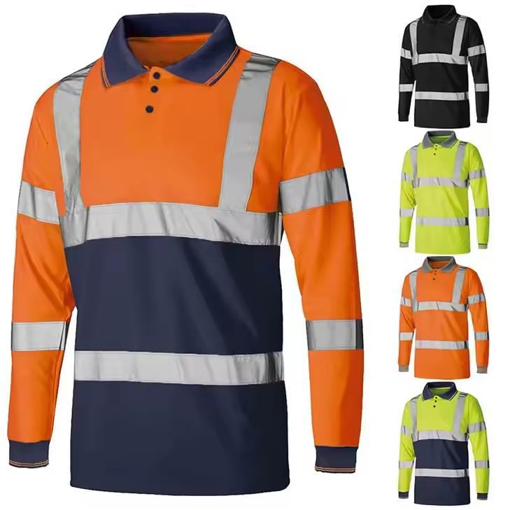 Hi-vis safety t-shirt long sleeved reflective